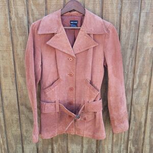 Wet Seal Vintage Brown Suede Trench Coat With Belt Womens Size M